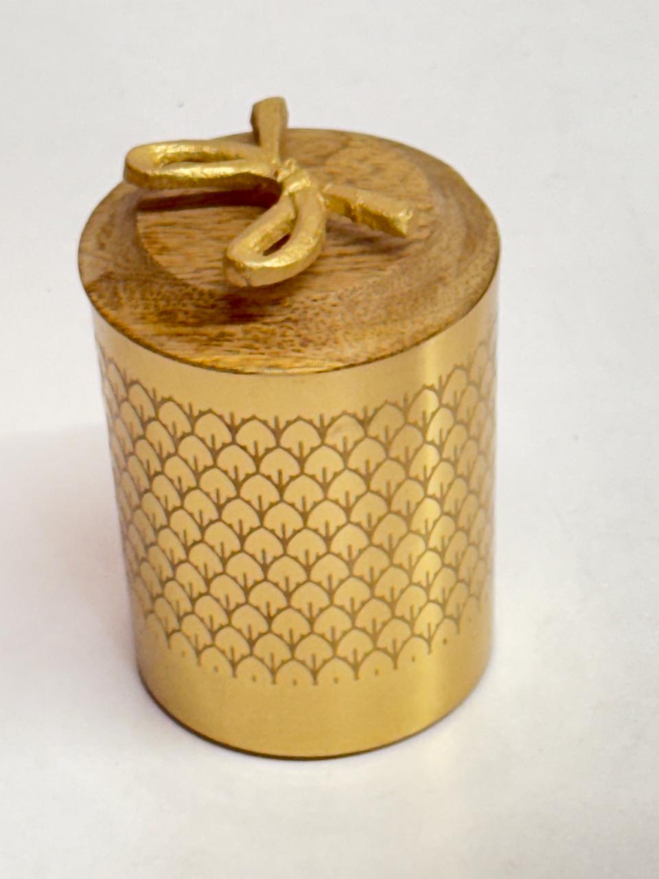 Gold and wood Jar