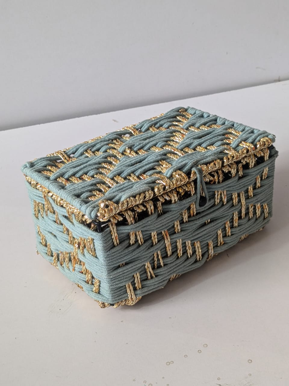 Sky Blue Ractange Jute Box