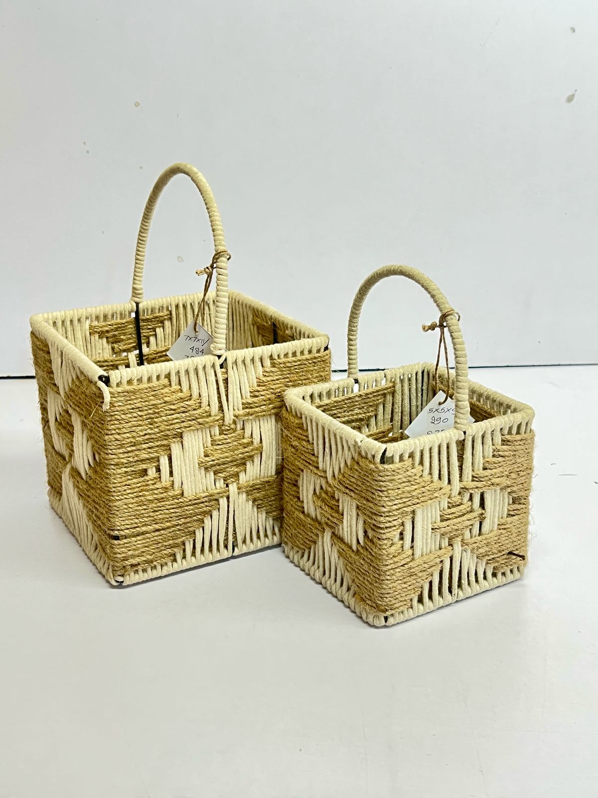 Artisan Woven Handle white jute Baskets