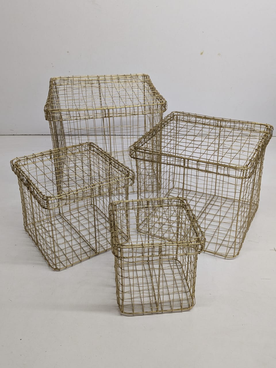 Gold Metal Wire Box