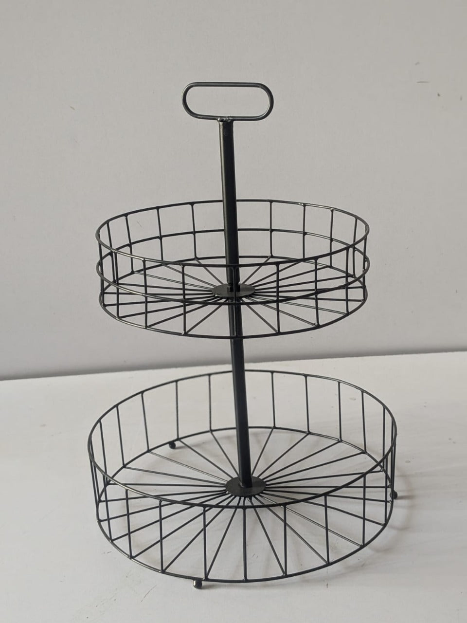 double decker Black metal basket