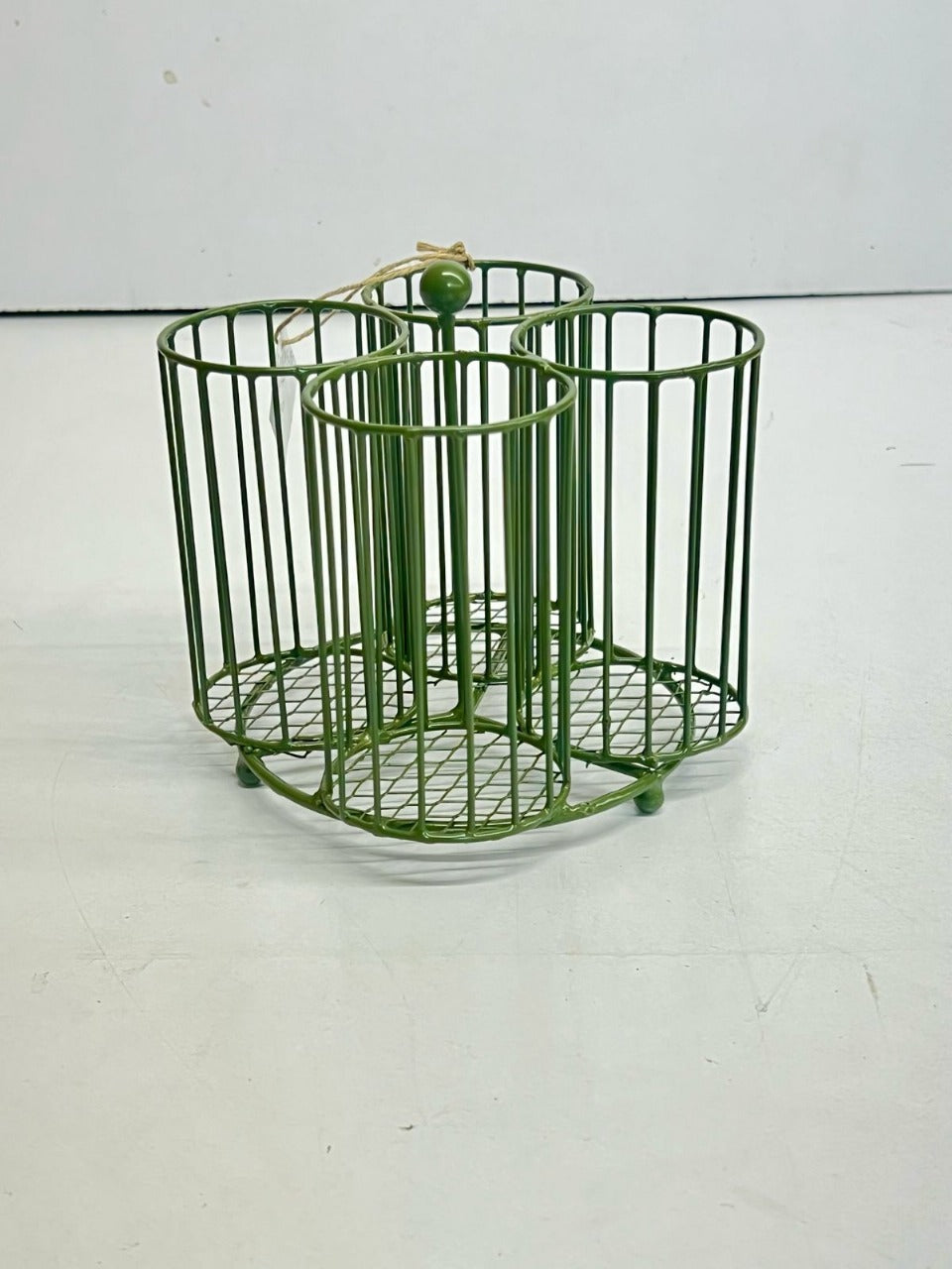 3-Section Metal Wire Utensil Organizer (Green