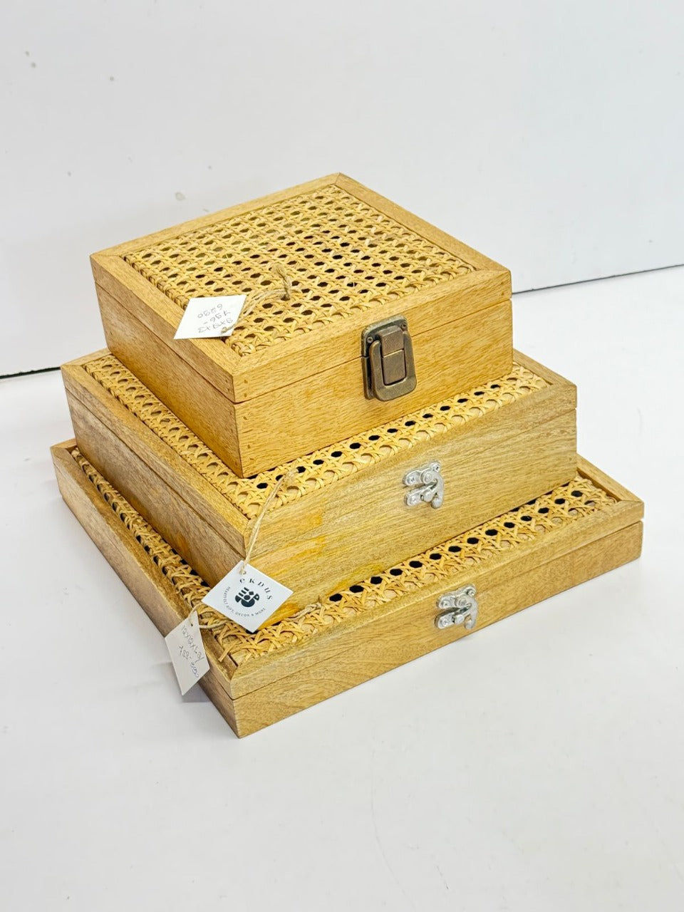 Wood & Rattan Box Boxes
