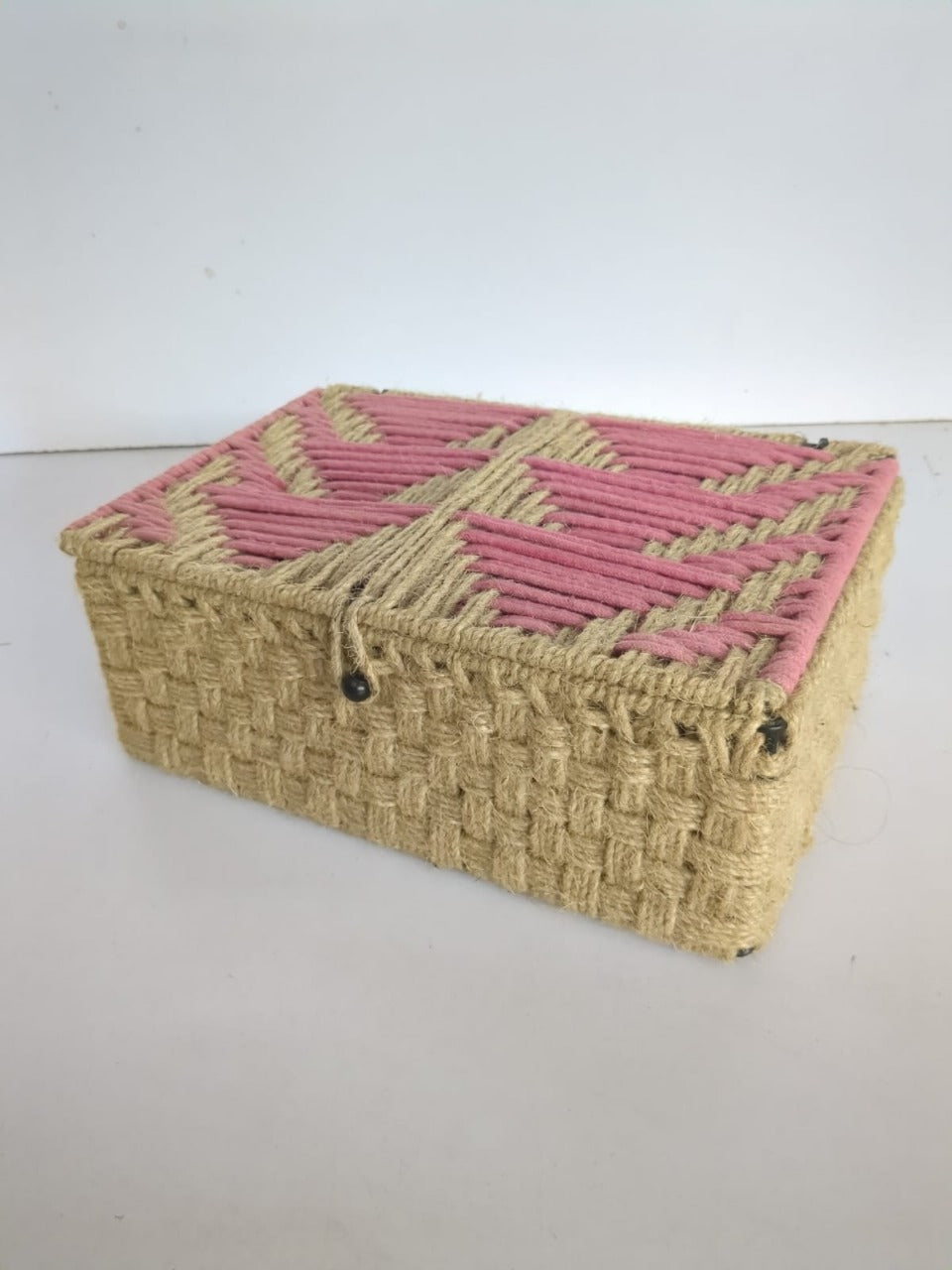 Natural Jute Box With Colouful Top