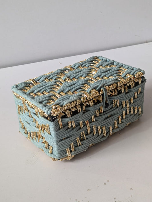 Sky Blue Ractange Jute Box