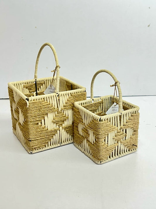 Artisan Woven Handle white jute Baskets