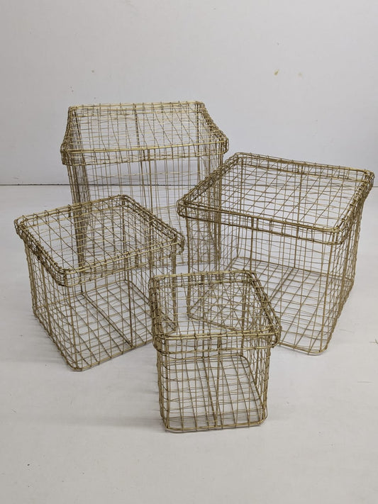 Gold Metal Wire Box