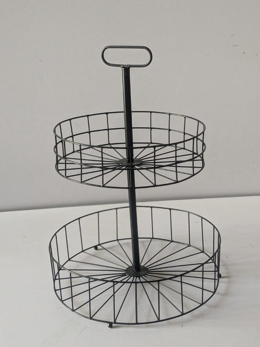 double decker Black metal basket