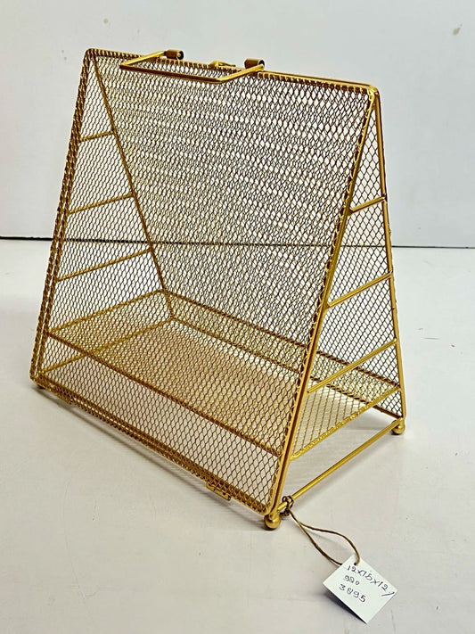 Golden A-Frame Mesh metal basket