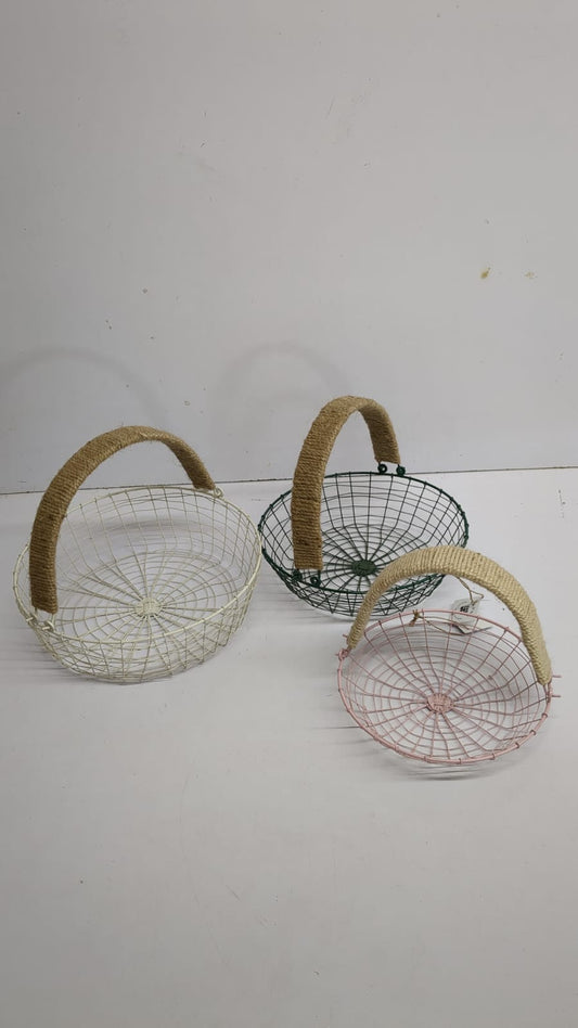 Wire Mesh metal Basket with Rope Handles