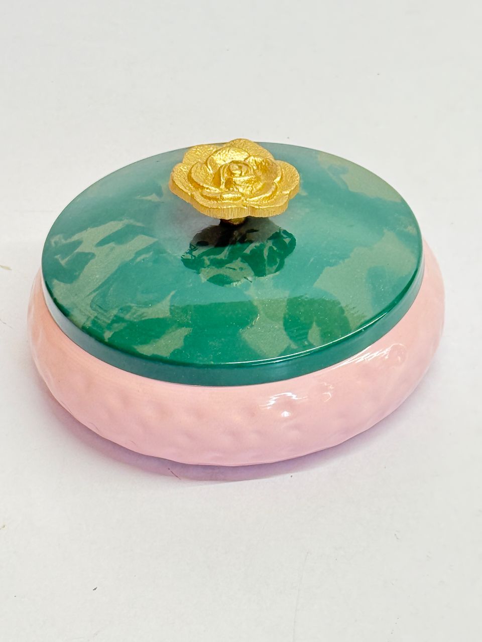 Metal powder coated Jar with Rose Bloom Lid