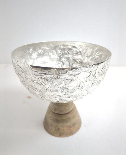 Silver Bowl With Wooden Lid