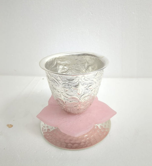 Silver Lotus Cup on Pink Petal Base