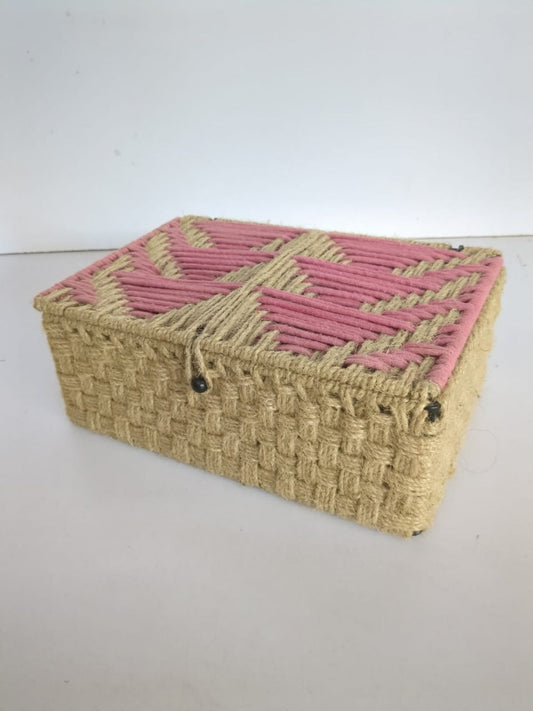 Pink and Natural Jute Box
