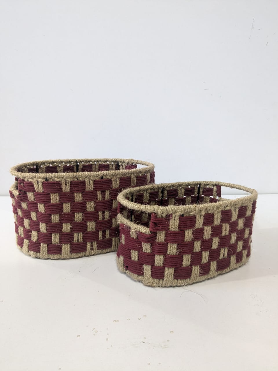 Multi Coliour Jute Basket Set Of Two