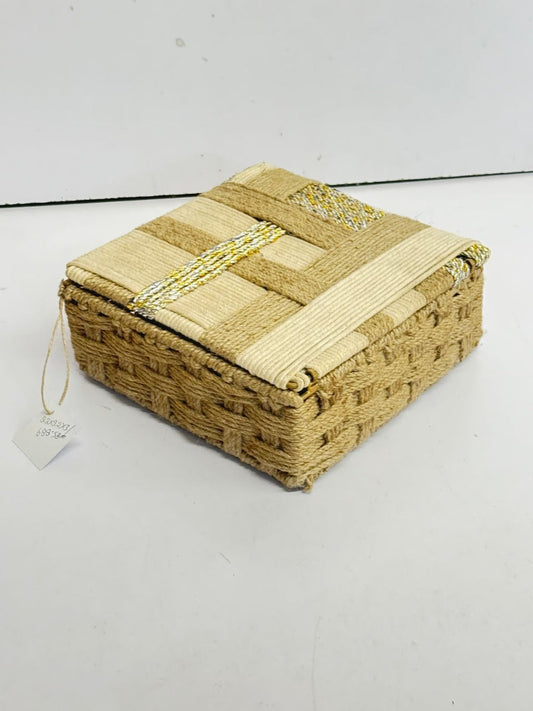 Gold white Strip Jute Box