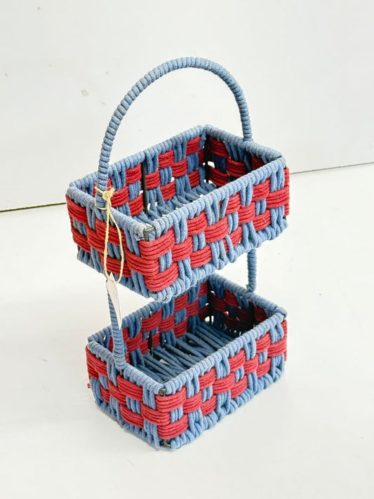 Mini Colorful Double Deckar Jute Basket