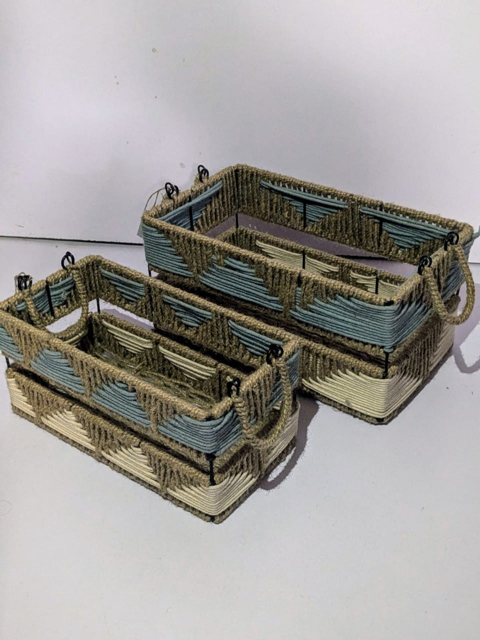 Natural Jute Doubledecker Colourfull Basket