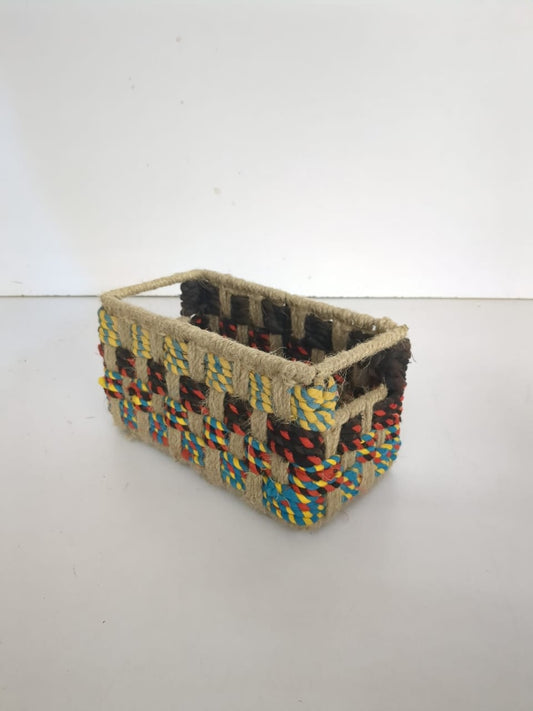 Colourfull Jute Basket With Recyded Fabric