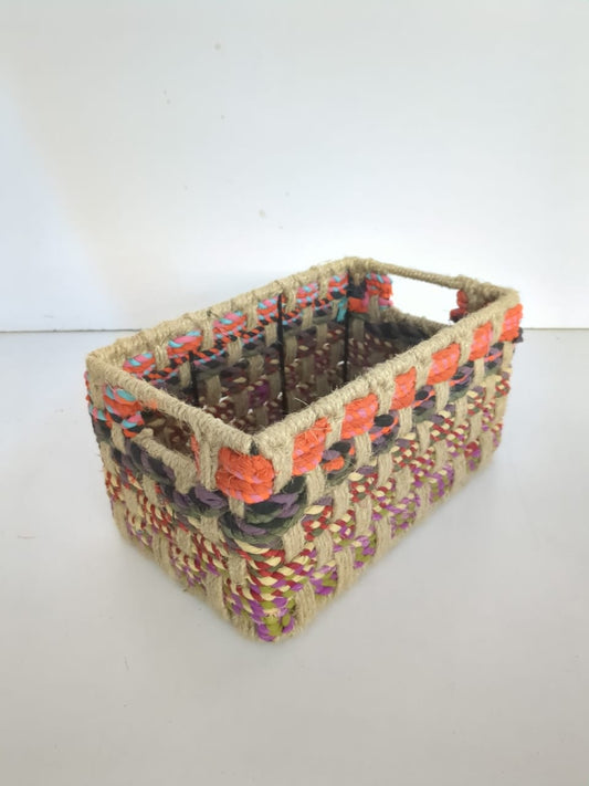 Multicolour Basket With Recyded Fabric