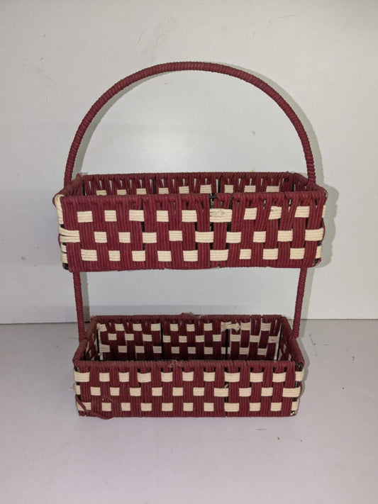 Check Pattera Double Decker Jute Basket