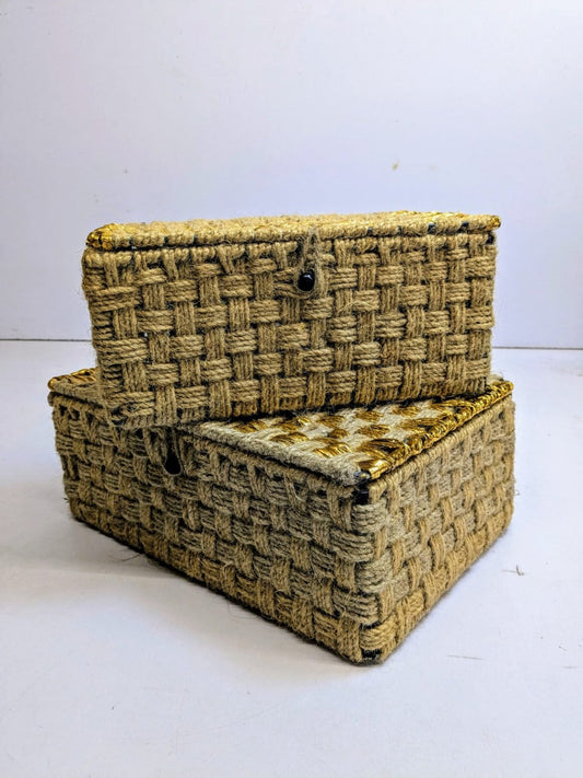 Natural Jute Box With Golden Touch