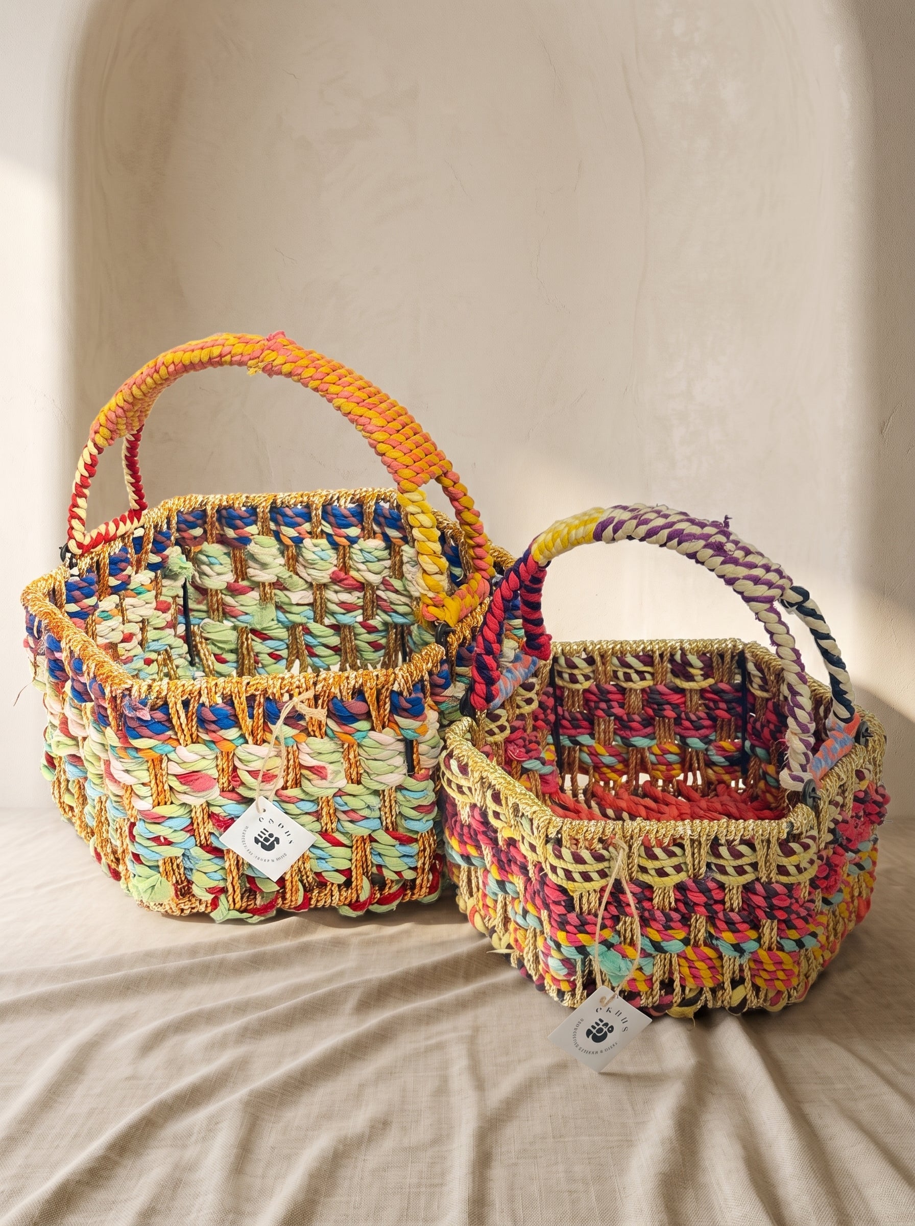 Recycled Saree Material Basket