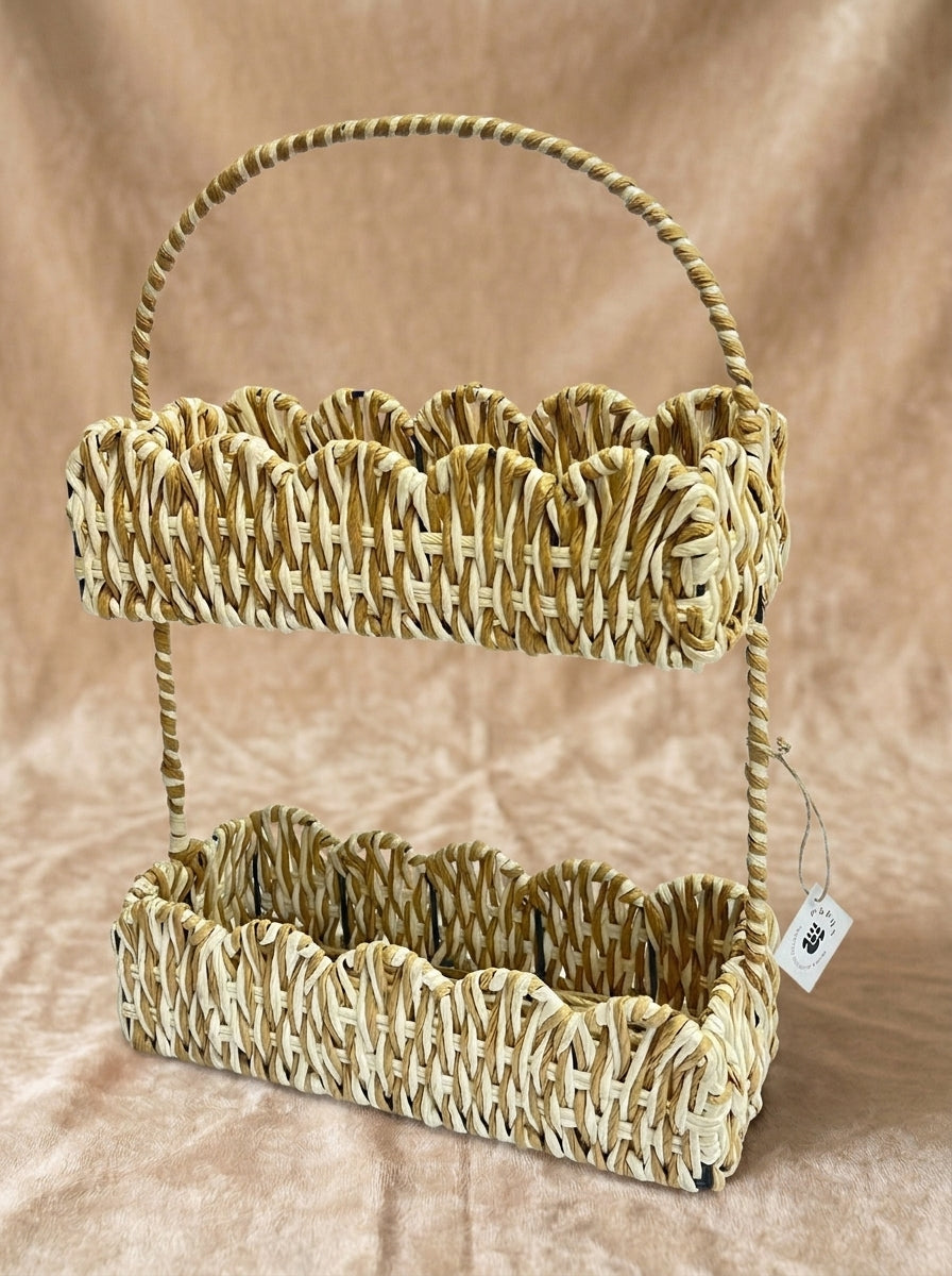 Rafia Double Tier Basket