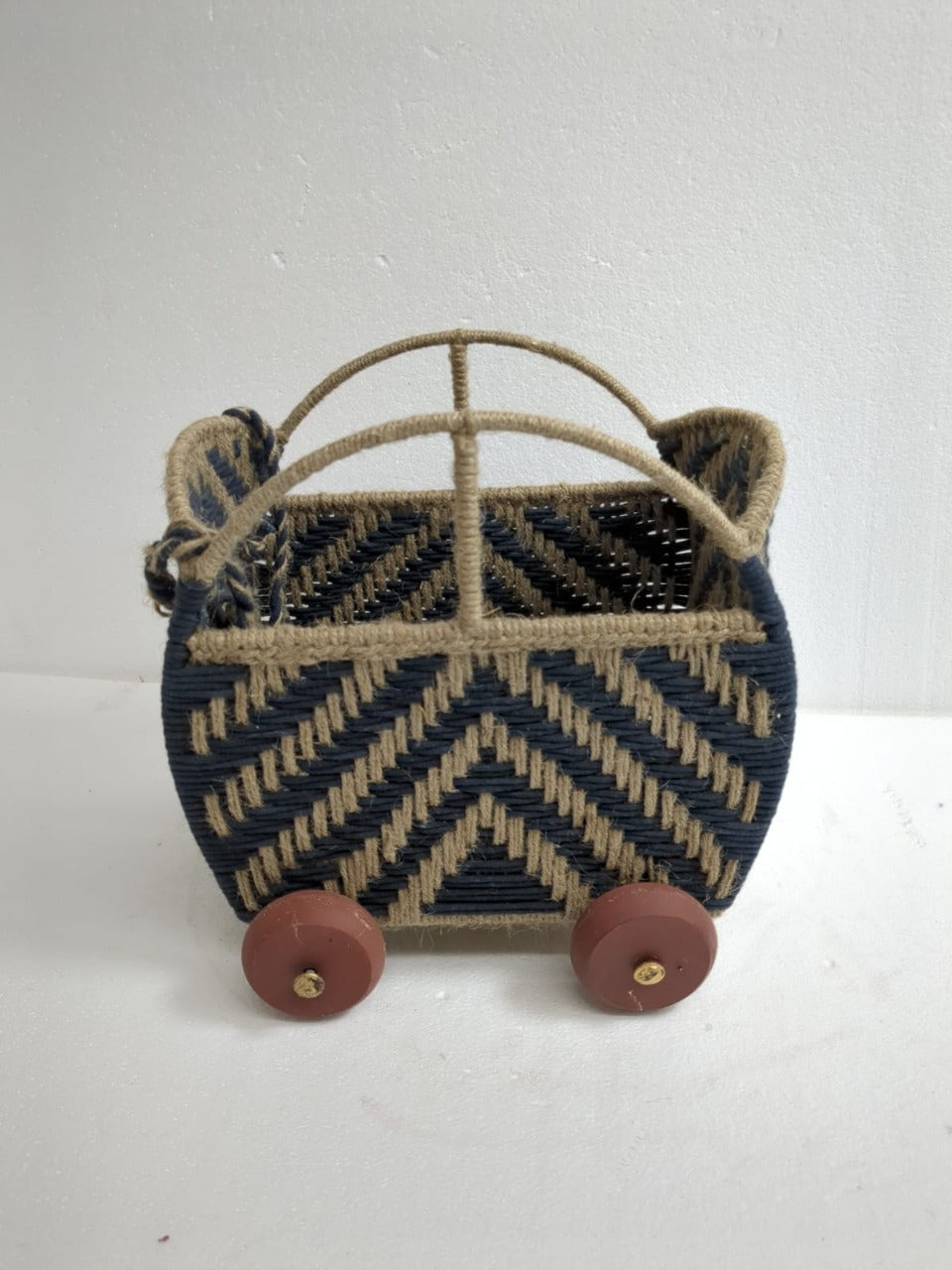 Baby Cart Blue and White colour Jute basket