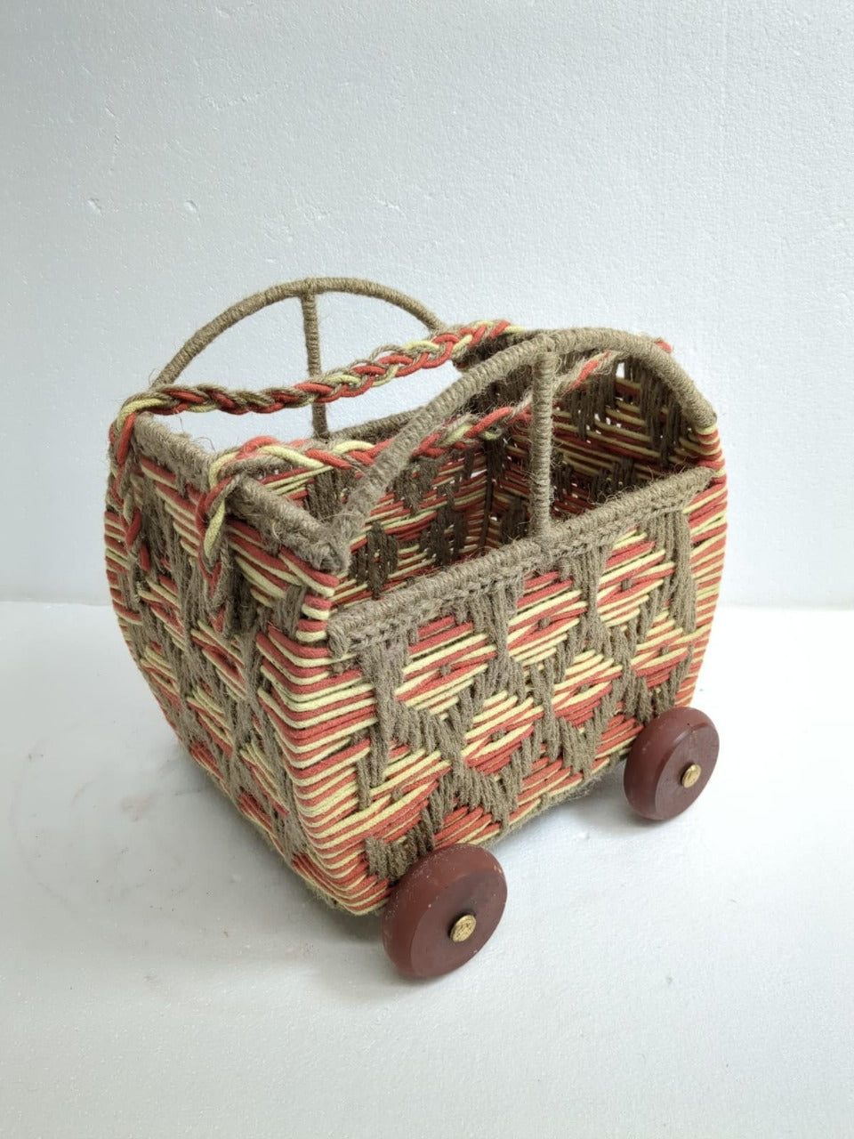 Baby Cart Blue and White colour Jute basket